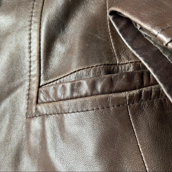 DANIER Italian Leather Brown Blazer - Picture 11 of 14